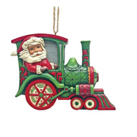 Santa in Train Hanging Christmas Ornament