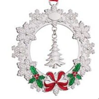 Wreath with Tree Silver Plated Hanging Ornament