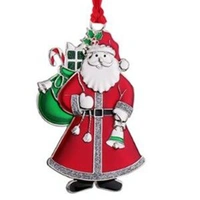 Santa with Sack Silver Plated Hanging Ornament