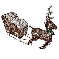  Standing Plastic Rattan Reindeer with Sleigh