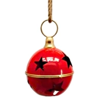 Red Metal  Round Christmas Bell with Gold 