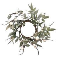 Candle Ring Frosted Mistletoe with White Berries