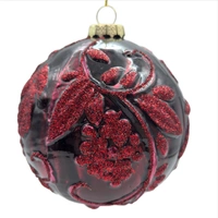 Burgundy Berry Glass 10cm Christmas Ornament