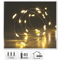 Silver Wire 40LED Warm White Seed Lights 1.95m