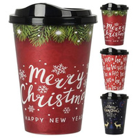 Merry Xmas Coffee Cup with Lid 500ml