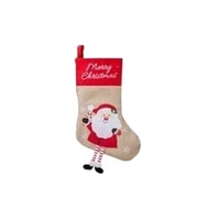 Hessian Christmas Stocking with Santa 40cm