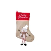 Hessian Christmas Stocking with Snowman 40cm