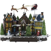 LED  Christmas Village with Flying Sleigh