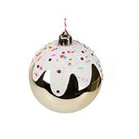 Gold Christmas Pudding Ball Hanging Decoration