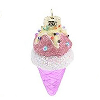 Magenta  Ice cream Glass Hanging Christmas Decoration