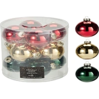 Red Green Gold 6cm Glass Christmas Baubles 12pk