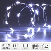 Silver Wire 100LED White Seed Lights 4.95m