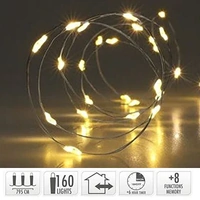 Silver Wire 160 LED Warm White Seed Lights 7.95m