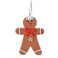 Gingerbread Person with Red Bow Tie Hanging Christmas Decoration