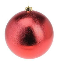 Red Embossed 14cm Hanging Christmas Bauble