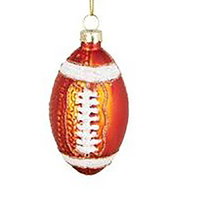 Rugby Ball Glass Hanging Christmas Ornament 6cm