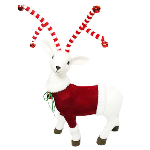 Standing White Deer with Stripe Antlers 60cm