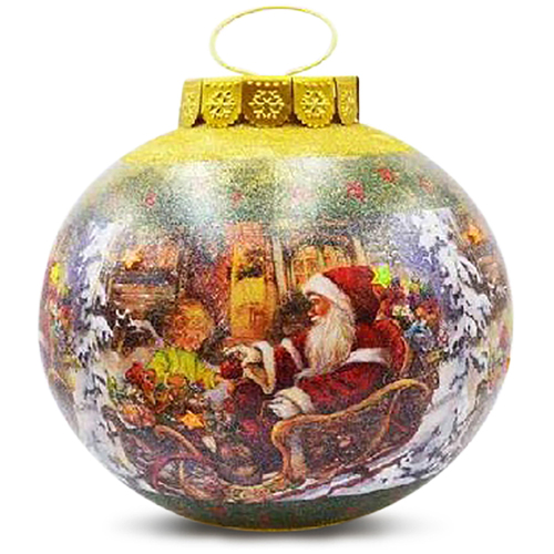 40cm Frosted Santa Bauble with Sleigh and 10 Crystal Lights 