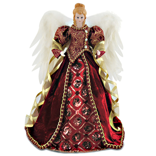 Standing Burgundy Angel Tree Topper 40cm