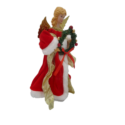 Red Gold Angel Tree Topper 30cm