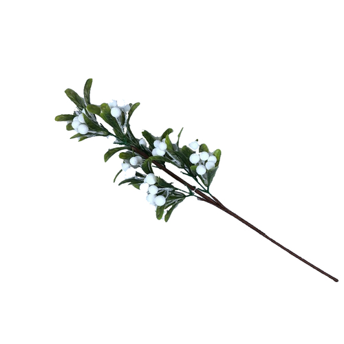 White  Frosted Mistletoe Look Pick 50cm