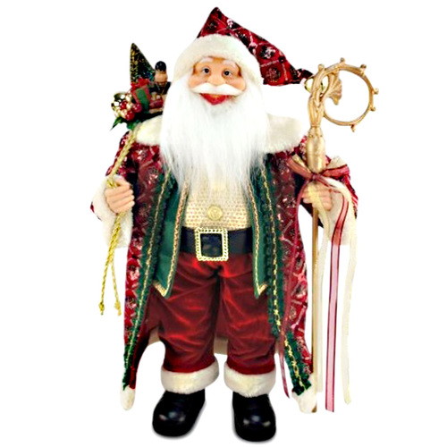 Standing Red Gold and Green Santa 60cm