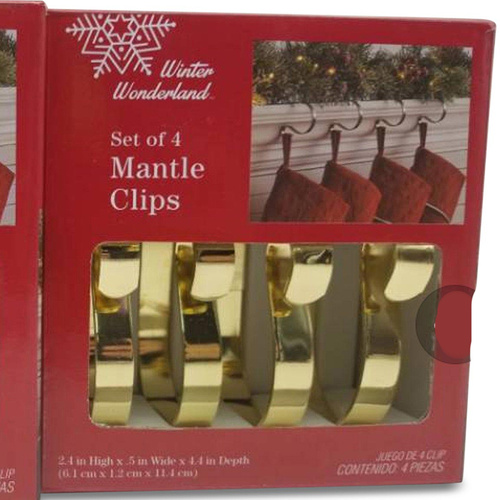Simple Gold Metal Christmas Stocking Mantel Hanger Set