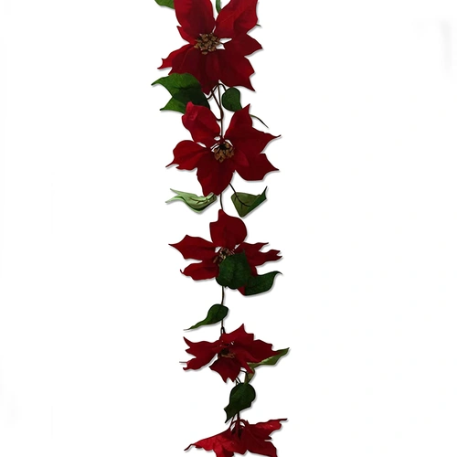 Simple Flat Poinsettia Garland 180cm