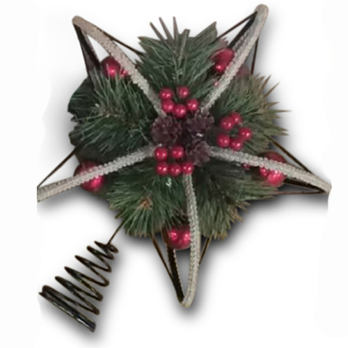 Pine Berry Metal Christmas Tree Topper 31cm
