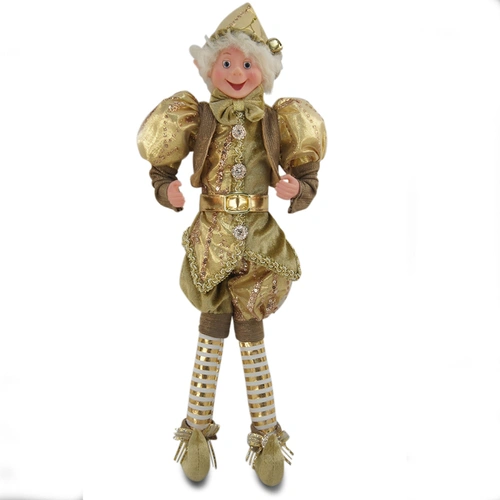 Gold Poseable Christmas Elf 25cm