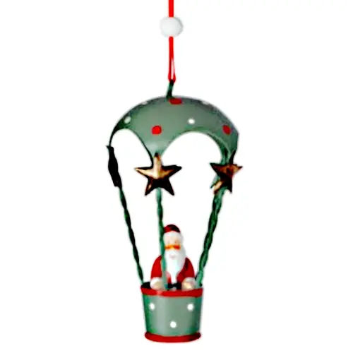 Hot Air Balloon Green Hanging Decoration 13 x 6cm