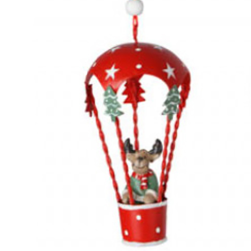 Hot Air Balloon Red Hanging Decoration 13 x 6cm