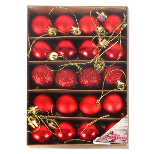 Mini Baubles Red 20 x 3 cm