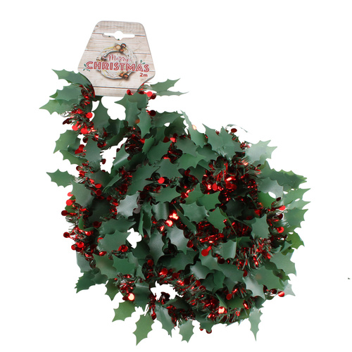 Holly Berry Tinsel 200cm