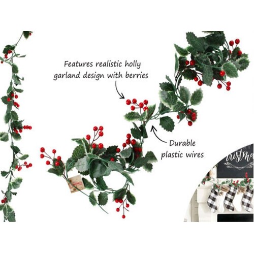 Holly Garland with Berries 1.8m