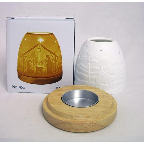 Ceramic Tealight - Nativity with Wooden base