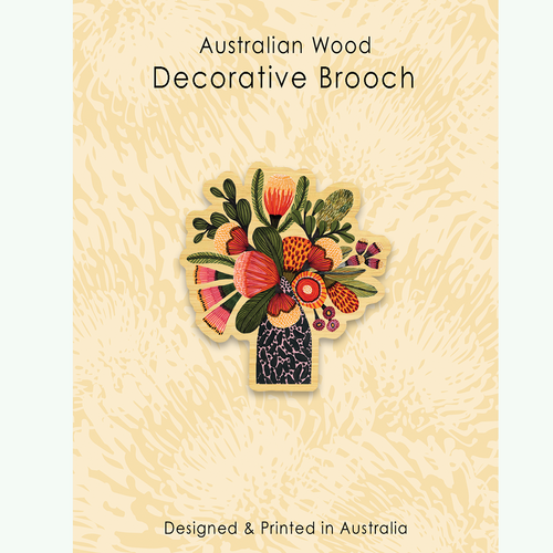 Timber Australian Natives Brooch