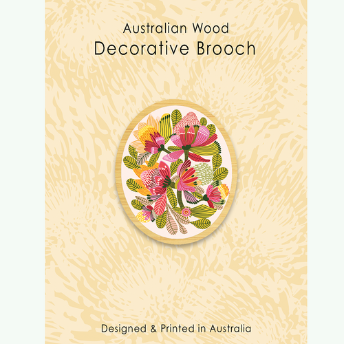 Timber Australian Wild Protea Brooch