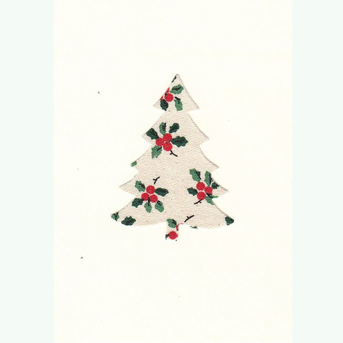 Handmade Christmas Card Holly Print Tree