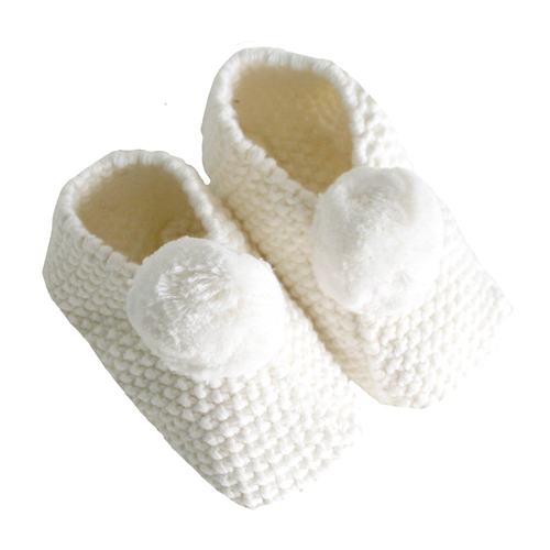 Pom Pom Booties Ivory