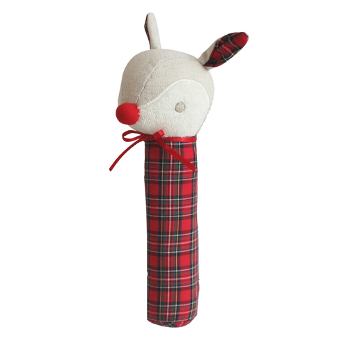 Rudolph Tartan Squeaker / Rattle Red