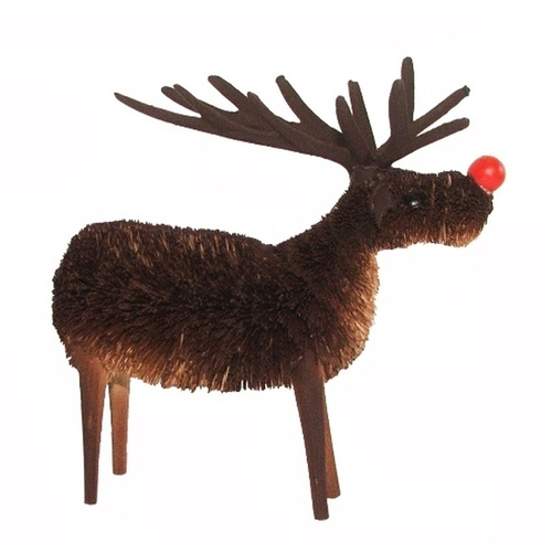 Rudolph Red Nose Reindeer Bristle Decoration Medium13cm