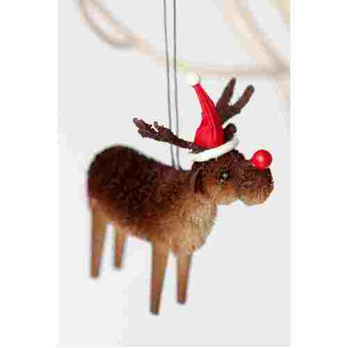 Rudolph Reindeer Bristle Hanging Decoration 7cm