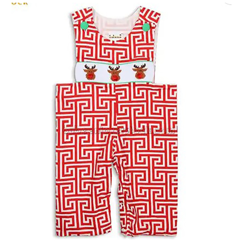 Reindeer Smocked  Christmas Overall 12 Month