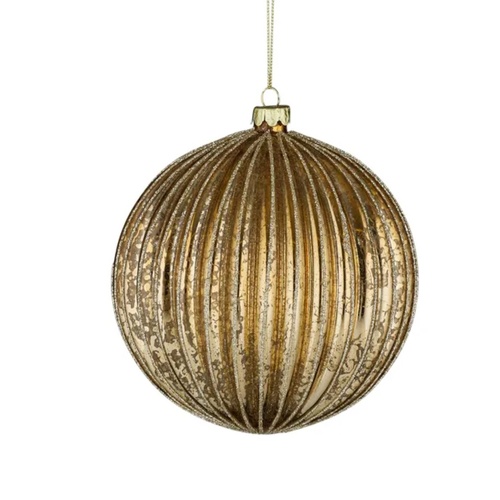 Soft Bronze Glass Christmas Bauble 15cm