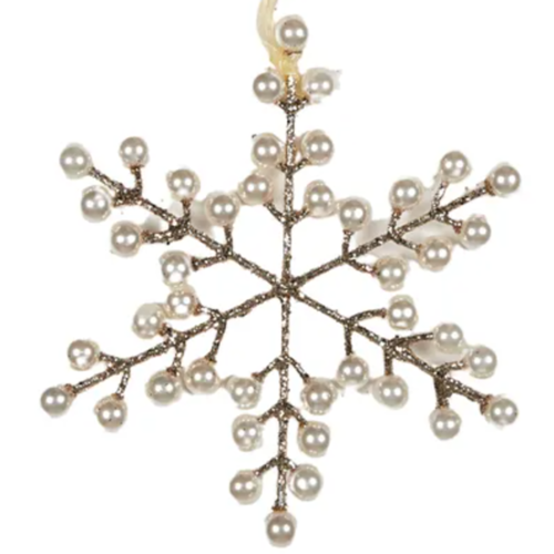 Pearl Snowflake Hanging Decoration 15cm