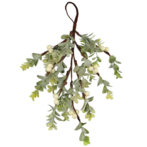 White Berry and Leaf  Hanger or Spray 26cm