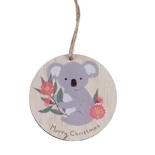 Koala Aussie Critter MDF 8cm Hanging Christmas Decoration