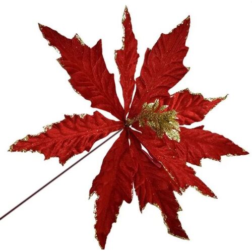 Red with  Gold Glitter Poinsettia 25cm