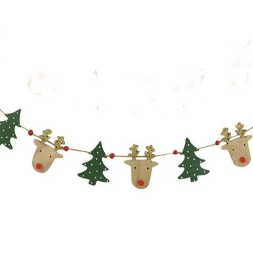 Reindeer  Green Tree Garland 118 x 9 cm